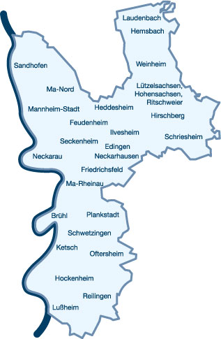 Das Gebiet des DRK-Kreisverbandes Mannheim